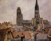卡米耶毕沙罗 - The Roofs of Old Rouen, The Cathedral